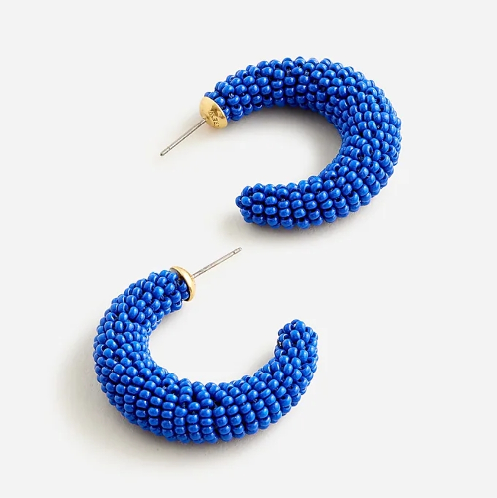 J.Crew beaded hoop earrings, blue